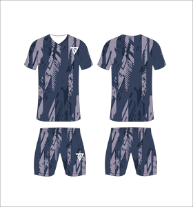 Custom Sublimated Blue Geometric <b>Soccer</b> Jersey Set for Men V-Neck Short Sleeve Moisture Wicking Athletic Fit - Product Image 2