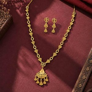 Colliers longs de mariée style Dubaï en or rempli 14K, 18K, 24K, design turc traditionnel, ensemble de bijoux de mode, vente en gros - Product Image 3