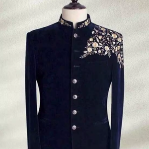 Traje de novio tradicional indio pakistaní Salwar Kameez para hombre, con bordado elaborado, estilo Royal Dulha, tela premium, Sun - Product Image 1