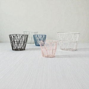 Geometric Metal <b>Wire</b> <b>Storage</b> <b>Baskets</b> Mini Modern Multi Purpose Neatening Organizers Stackable Design - Product Image 3