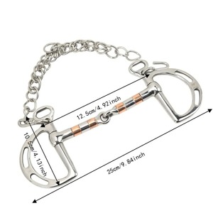 บิตม้าแบบ D-Ring สแตนเลส ทนทาน บิตม้าทองแดงสแตนเลส ผิวมันวาว พร้อมสายโซ่ยึดติด - Product Image 5
