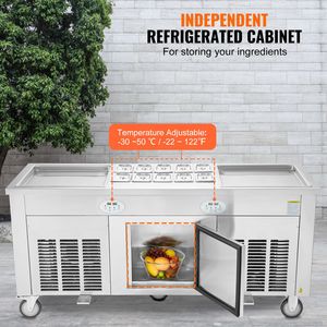New 17.7\" X 17.7\" Commercial Fried <b>Ice</b> <b>Cream</b> Roll <b>Machine</b> with 2Pcs Stainless Steel Square Stir Pans Rolled <b>Ice</b> <b>Cream</b> - Product Image 5