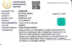 Esmeralda Octogonal Verde de 4.14 Quilates de Zambia, Gema Suelta - Product Image 6