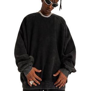 Sweat-shirts en coton délavés en gros, col rond, coupe oversize, logo personnalisé, streetwear, fabricant OEM - Product Image 1