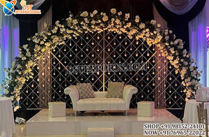Magical Professional <b>Wedding</b> Gold Metal Lightweight Candle Wall <b>Backdrops</b> Elegant Triple Arch Candle <b>Stand</b> <b>Backdrop</b> Candlelit - Product Image 6