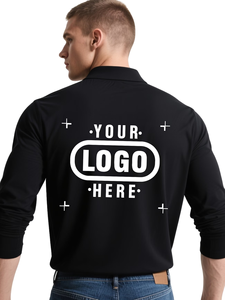 Custom Men's Black Short Sleeve Button Jersey Shirt Digital Printing Breathable Casual Style Front Logo Cotton/Bamboo Fiber - Product Image 2