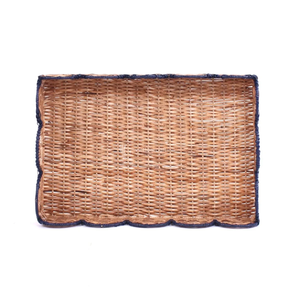Bandeja de Servir Festoneada de Ratán y Cesta de Almacenamiento Rectangular de Mimbre para Decoración del Hogar y Baño - Product Image 3