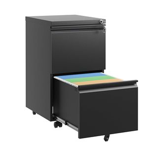Armadietto Portadocumenti Mobile in Metallo a 2 Cassetti, Completamente Assemblato, con Ruote e Serratura, per Documenti Formato Legale/Letter/A4 - Product Image 3