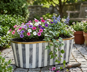 Handwoven Planter Basket with Mother of Pearl Inlay <b>Rectangular</b> Indoor Outdoor Plant <b>Pot</b> for Home Garden Decor from Vietnam - Product Image 5