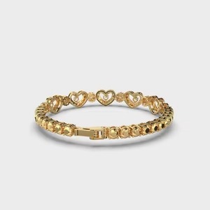 Customized Round Shape Moissanite Diamond Bracelet Bezel Setting 18K Yellow Gold Diamond Bracelet for Both Men and Women - Product Image 2