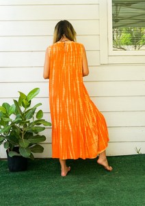 ¡Vestido Maxi personalizado Tie Dye con patrón sólido Estilo lindo Cintura tejida Mangas largas dulces Exportadores de vacaciones de alta calidad! - Product Image 3