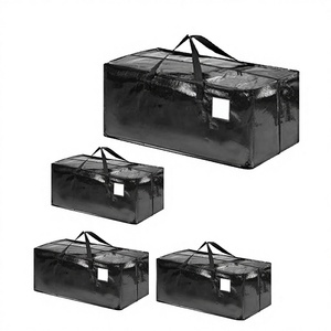 <b>Extra</b> <b>Large</b> Striped Woven Heavy Duty Storage Travel <b>Bag</b> for Clothing Folding Tote with Zipper Closure Black Moving <b>Bag</b> - Product Image 3