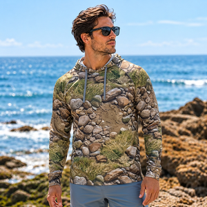 Sudadera con capucha de pesca ligera de nailon y spandex para hombre, sudadera con capucha para protección solar, camisa con capucha para pesca. - Product Image 1
