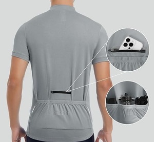 Lightweight MTB <b>Cycling</b> Jersey for Men Plain Blank Polyester Four-Way Stretch Breathable Short Sleeve OEM Customizable Logo - Product Image 2