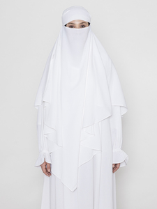 Classic White Embroidered Ramadan Abaya Featuring Round Neck and Long Sleeves Ankle Length Modest Islamic Casual Maxi Dress - Product Image 1