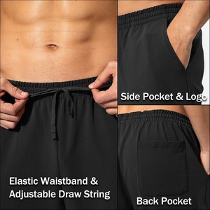 Men's Black Cotton Fleece Joggers With <b>Pineapple</b> Embroidery Drawstring Waist Casual Autumn Pants Regular Fit Full Length - Product Image 5