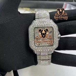 นาฬิกาข้อมือผู้ชาย Ruha Enterprise Luxury Square Moissanite สแตนเลสสตีล ระบบอนาล็อก ควอตซ์ - Product Image 6