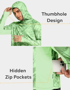 Camiseta de Seguridad Personalizada Unisex, Transpirable, de Secado Rápido, Amarilla, Spandex/Poliéster, UPF 50+, Antibacteriana, Manga Larga, con Capucha y Máscara, para Pesca - Product Image 3