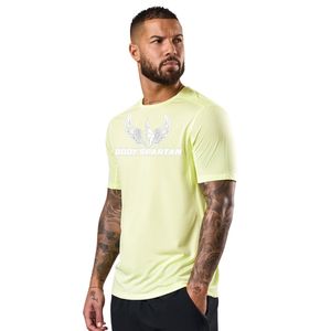 T-shirt de sport pour homme, vert lime clair, col rond, manches courtes, pour entraînement, gym, sport, activewear - Product Image 1