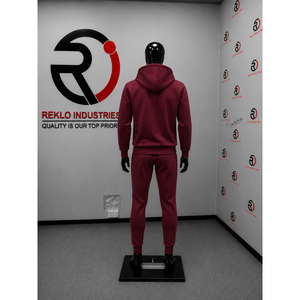 Conjunto de Sudadera con Capucha y Pantalones Deportivos Color Granate para Hombre, Manga Larga, Informal, con Cordón Ajustable y Bolsillos Laterales, Personalizado con Estampado - Product Image 4