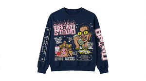 Orange <b>Long</b> <b>Sleeve</b> <b>Crop</b> <b>Top</b> <b>With</b> Cartoon Print Streetwear Style Men's Oversized Jersey T-Shirt - Product Image 2