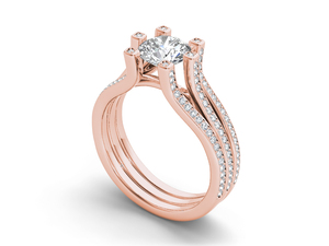 Anillo de Oro de 14K con Diamante Cultivado en Laboratorio de Corte Redondo de 1 Quilate, Certificado IGI, VS1, Color E, con Tres Capas de Engaste, para Boda, Compromiso o Aniversario - Product Image 6