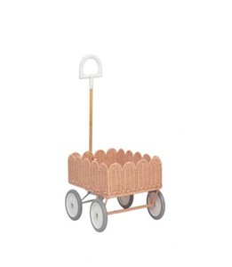 Cesta de almacenamiento hecha a mano con ribetes de conchas marinas rosas, remolque tipo vagón, venta al por mayor, ecológica, hecha en Vietnam, lista para enviar. - Product Image 1