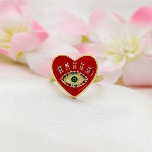 Promotion Enamel Heart Shape Evil Eye <b>Ring</b> Gold Plated Red White Black rainbow Cz Open <b>Adjusted</b> <b>Ring</b> for Women - Product Image 2
