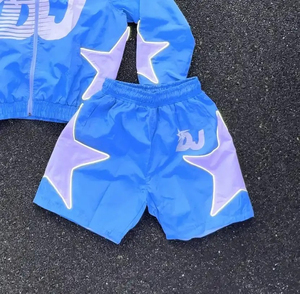 Custom Two Piece Windbreaker Short <b>Jacket</b> Set Patchwork Zip up Nylon Polyester Streetwear Tracksuit <b>Men</b> Windbreaker Short Set - Product Image 6