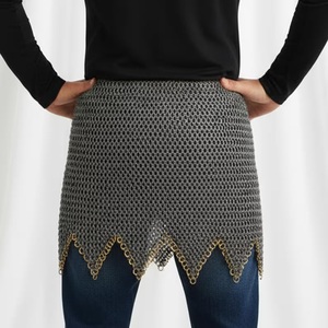 กระโปรงเหล็กถักแบบ Chainmail – เหล็กแบนขนาด 9 มม. ติดหมุดพร้อมขอบทองเหลืองลายซิกแซก - Product Image 4