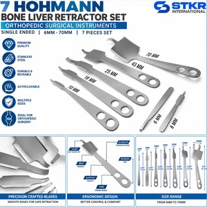 Juego de Retractores de Hígado Hohmann de un Solo Extremo, 7 Piezas de 6mm-70mm, Instrumentos Quirúrgicos Ortopédicos de Acero Inoxidable - Product Image 1