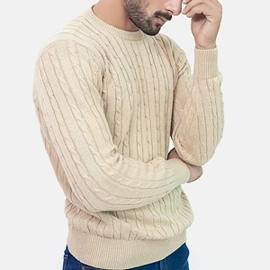 Men's <b>Cable</b> <b>Knit</b> Pullover <b>Sweater</b> Full Sleeve Solid Color Button Customized Color Autumn Wear Breathable 100% Polyester - Product Image 4