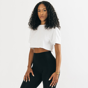 Ofertas Calientes Nueva Moda Camiseta Corta para Mujer Personaliza Tu Diseño Alta Calidad 100% Algodón Transpirable con Logotipo Sólido - Product Image 1