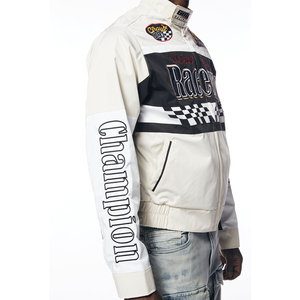 Wholesale Custom High Quality Genuine Leather Motorcycle <b>Jackets</b> for Men <b>Zipper</b> Closure Autumn Vintage Racing Patch Embroidery - Product Image 3