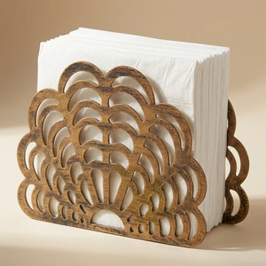 Porte-serviettes vertical en bronze, distributeur de serviettes en papier en laiton antique avec coquille festonnée - Product Image 1