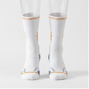 NORTH APPROACH Crew <b>Socks</b> White Blue Orange Breathable Running <b>Socks</b> for Adults Summer Season - Product Image 1