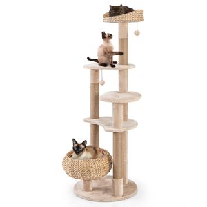 165 cm Katzenbaum mit Liegefläche und Weicher Hängematte für Wohnungskatzen - Product Image 4