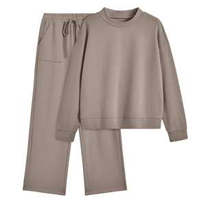 Vêtements de sport personnalisés pour femmes, ensemble 2 pièces, sweat-shirts à col rond à manches longues et pantalon de sport ample et ajustable, ensemble de yoga pour femmes - Product Image 5