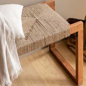 Banco Vandana Vertex Cresta de madera de acacia y lana - Product Image 6