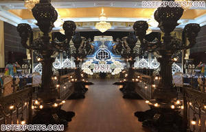 Accessoires en métal doré pour mariage en plein air, décoration, accessoires en métal de forme ovale, idées de passerelle de mariage, passerelle de mariage occidentale, accessoires en métal - Product Image 4