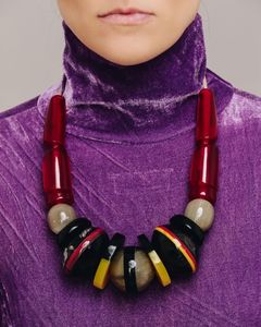 Collar de cuentas de resina hecho a mano, forma irregular, patrón de color natural, artesanía de joyería - Product Image 5