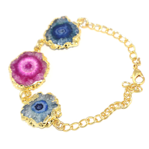 Pulsera de Cadena Ajustable Chapada en Oro de 18K con Piedra Preciosa de Cuarzo Solar Natural Estilo Vintage para Mujeres y Niñas, Venta al Por Mayor - Product Image 3