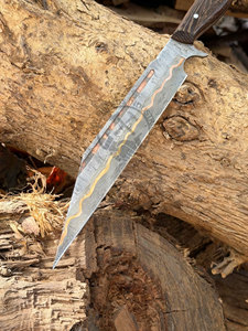 Couteau Seax en cuivre Damas forgé à la main, édition limitée 2026 |   Couteau de 10 pouces avec manche en bois, couteaux médiévaux et vikings - Product Image 3