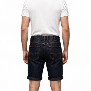 Shorts Bermuda en Jean Indigo Foncé pour Homme, Taille Mi-Haute, Fermeture Boutonnée, Décontractés avec Rivets – Exportation du Bangladesh - Product Image 3