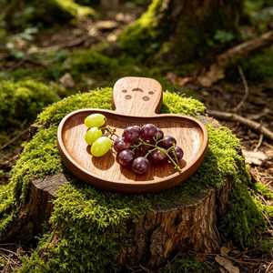 Bandeja de presentación de alimentos de madera con diseño de hongos, hecha a mano, decorativa, para restaurantes, catering y eventos - Product Image 3
