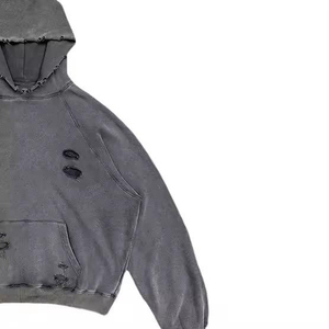 Sweat à capuche décontracté pour femme, coupe ample, effet usé, en molleton de coton doux, délavage délavé, ourlet côtelé, poche kangourou, style streetwear décontracté - Product Image 5