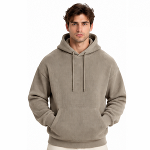 Sudadera con Capucha de Punto Waffle para Hombre, Informal, Térmica, de Manga Larga, Deportiva, de Invierno, Estilo Urbano, Sudadera con Capucha Personalizada, Ropa al por Mayor - Product Image 1