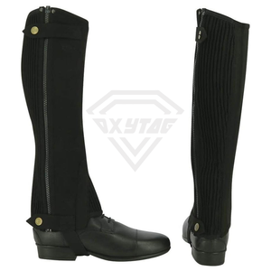Leather Equestrian Horse Riding <b>Half</b> <b>Chaps</b> Leg Cover Protector Best Size Leather <b>Half</b> Leather <b>Chaps</b> Cheap Price OEM Custom - Product Image 4
