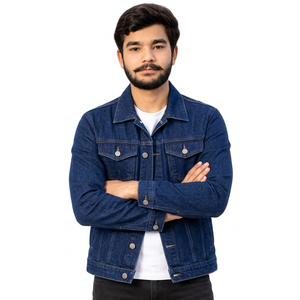 Vestes en jean personnalisées avec logo brodé Vestes en jean personnalisées pour les marques de vêtements Denim noir Livraison rapide - Product Image 1