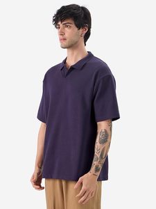 Polo en coton uni pour homme, taille plus, manches courtes, tissu Oxford décontracté, taille L - Product Image 3